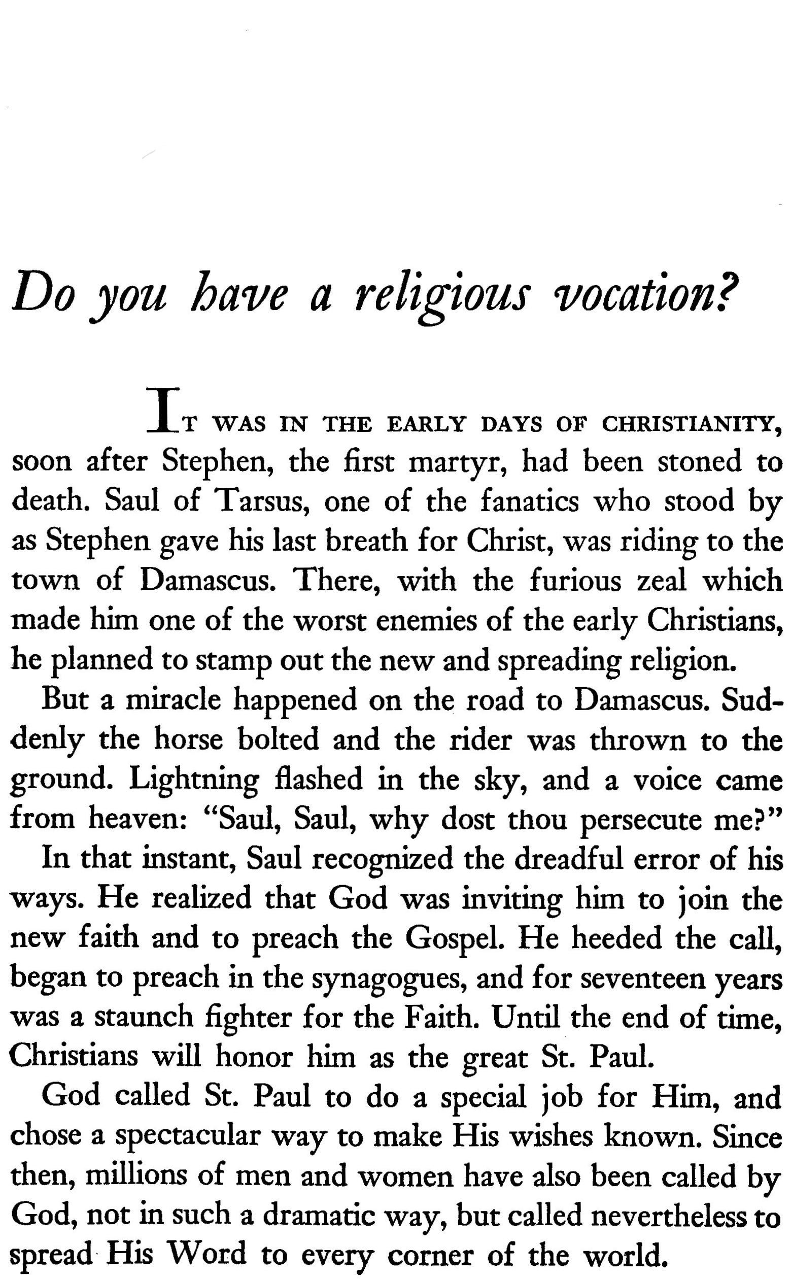 Vocation Lifemap The Catholic Vocation Map: Excerpts from